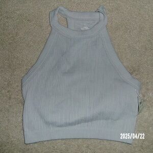 Gray Ribbed Aerie Halter Top